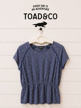 TOAD&CO Blue Printed Peplum Top – Size L